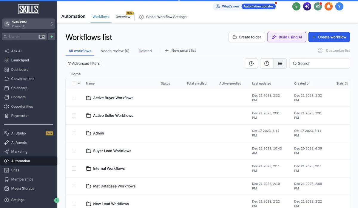 Automation workflows in SKILLS